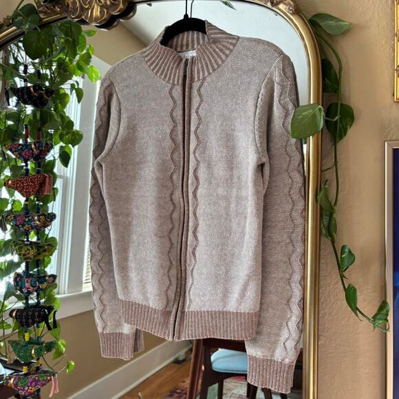 Vintage Christopher & Banks Beige Zip Sweater Small Natural - Picture 2 of 8